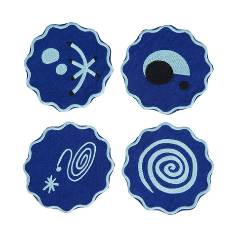 Celestial Embroidered Linen Coaster (Set of 4)