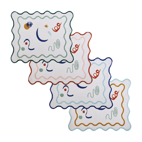 Celestial Embroidered Linen Placemat (Set of 4)