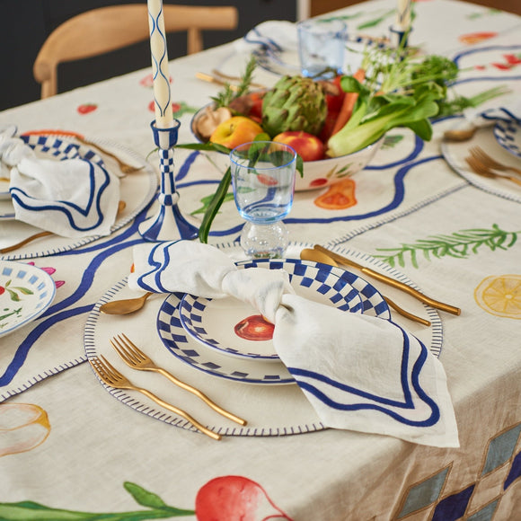 Colorblock Embroidered Linen Napkin (Set of 4)