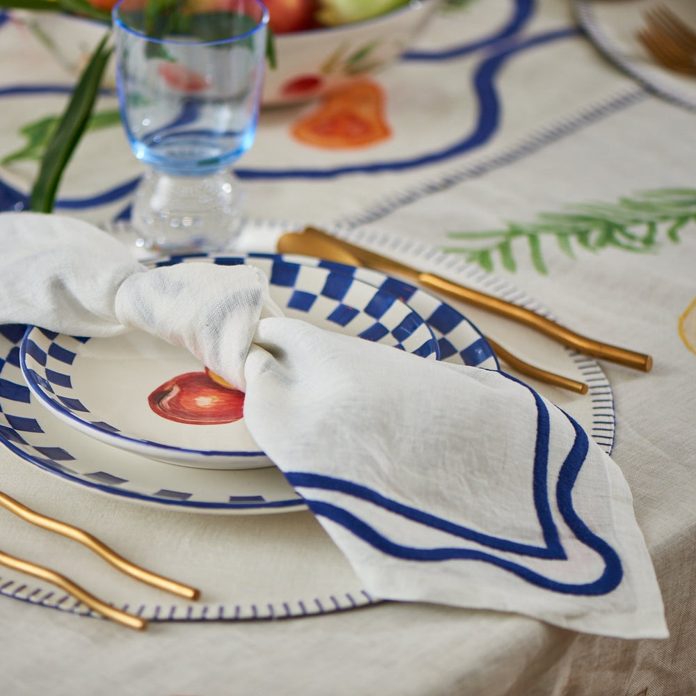 Colorblock Embroidered Linen Napkin (Set of 4)