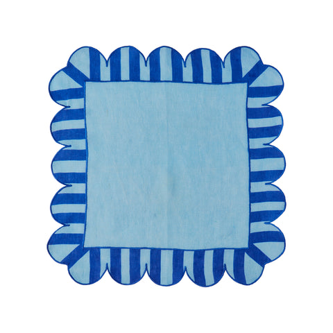 Jardin Embroidered Linen Scalloped Stripe Napkin (Set of 4)