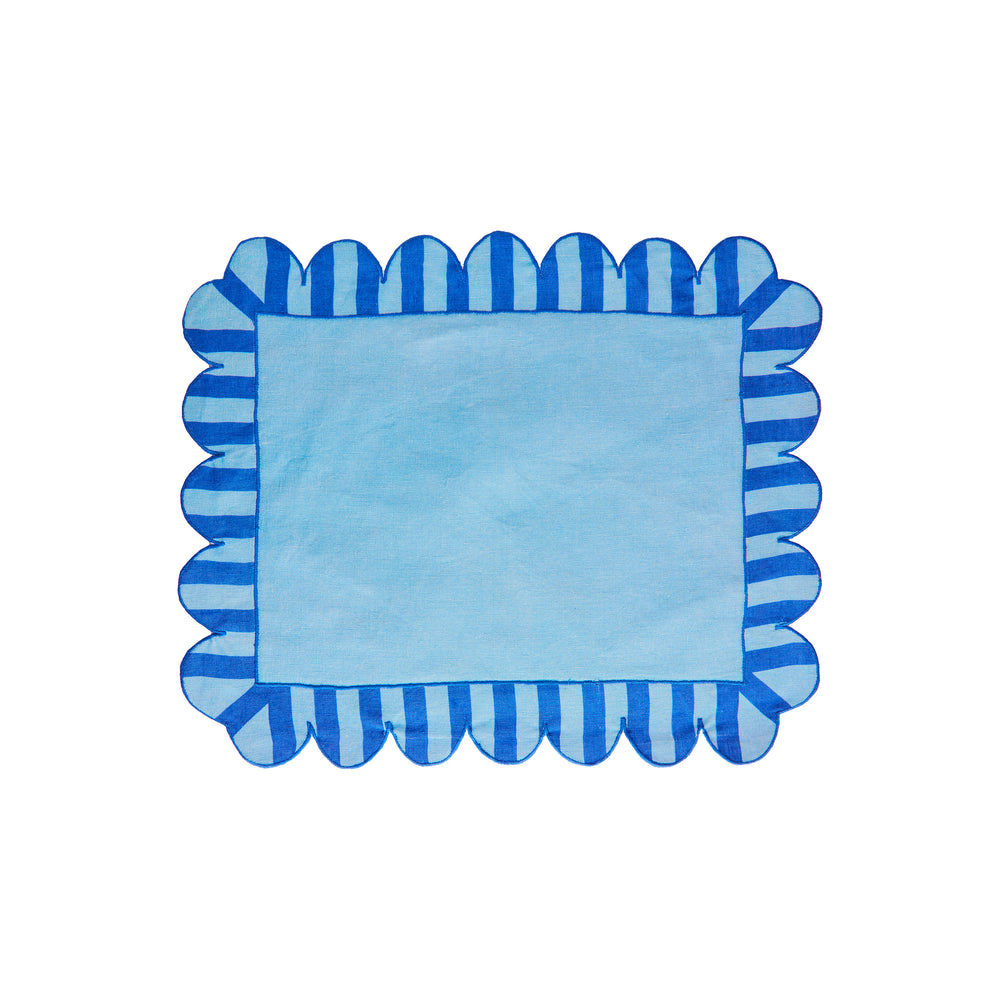 Jardin Embroidered Linen Scalloped Stripe Placemat (Set of 4)