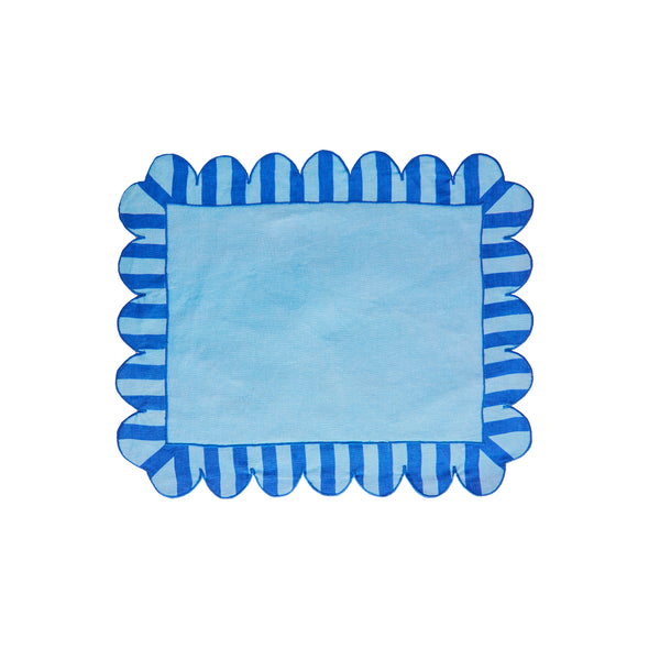 Jardin Embroidered Linen Scalloped Stripe Placemat (Set of 4)