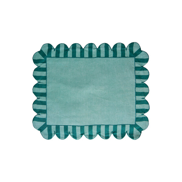 Jardin Embroidered Linen Scalloped Stripe Placemat (Set of 4)