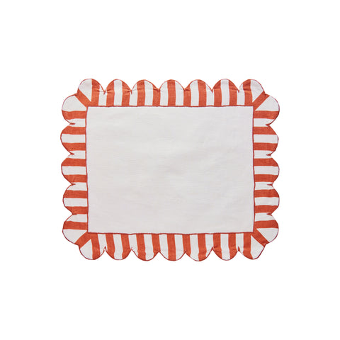 Jardin Embroidered Linen Scalloped Stripe Placemat (Set of 4)