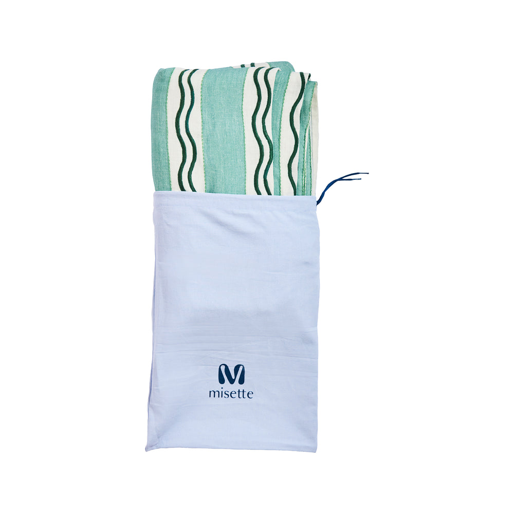 Monaco Stripe Embroidered Linen Runner