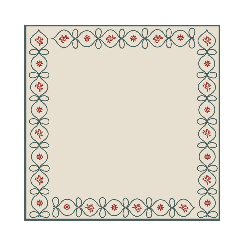 Ribbon Floral Embroidered Linen Napkin (Set of 4)