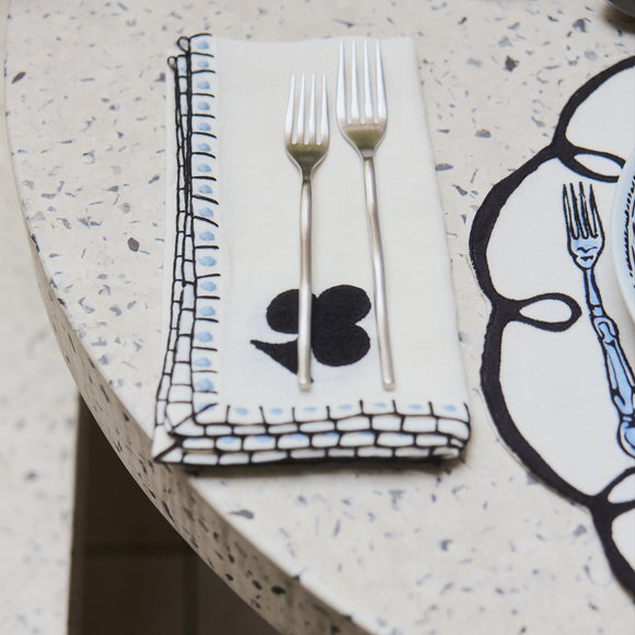 Salon Embroidered Card Suite Dinner Napkin (Set of 4)