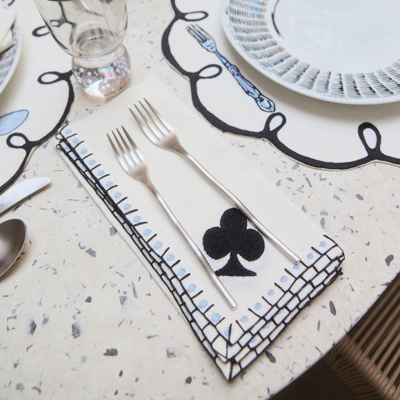 Salon Embroidered Card Suite Dinner Napkin (Set of 4)