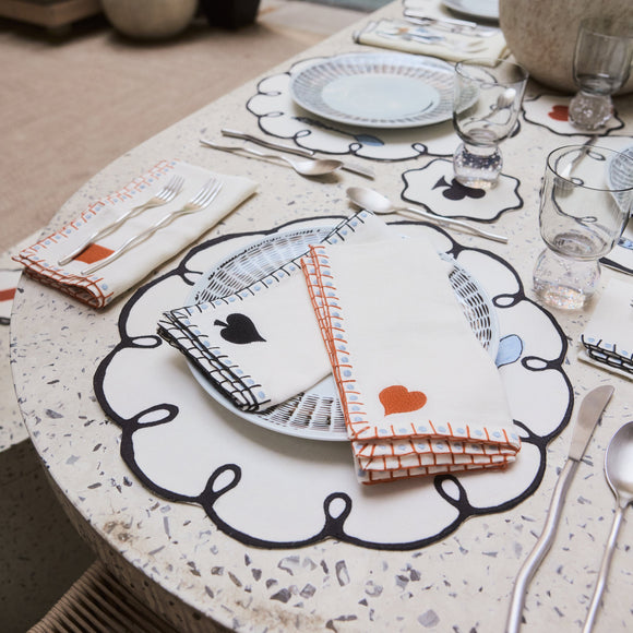 Salon Embroidered Card Suite Dinner Napkin (Set of 4)