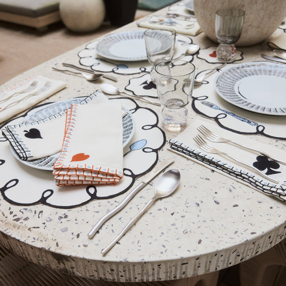 Salon Embroidered Card Suite Dinner Napkin (Set of 4)