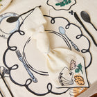 Salon Motif Embroidered Linen Napkin (Set of 4)