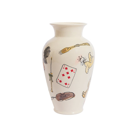 Salon Motif Hand Painted Ceramic Vase