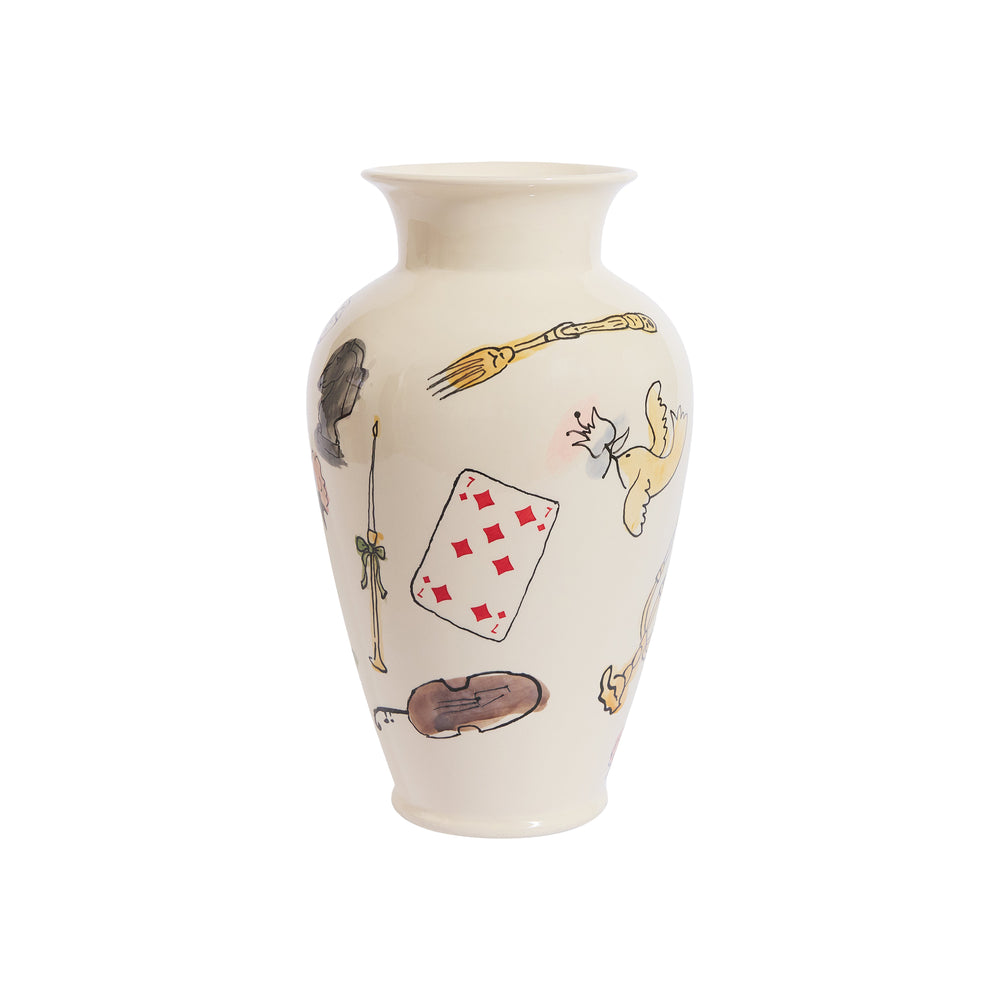 Salon Motif Hand Painted Ceramic Vase