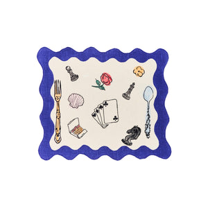 Salon Motif Scallop Embroidered Linen Placemat (Set of 4)