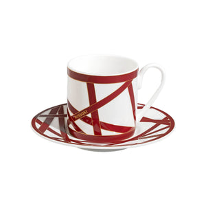 Nastri Bordeaux Coffee Cup and Saucer (Set of 2)