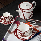 Nastri Bordeaux Tea Cup and Saucer (Set of 2)