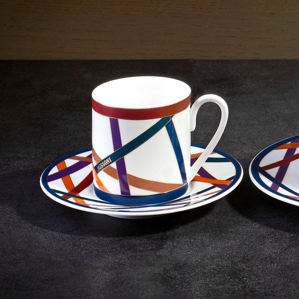 Nastri Multicolor Coffee Cup and Saucer (Set of 2)