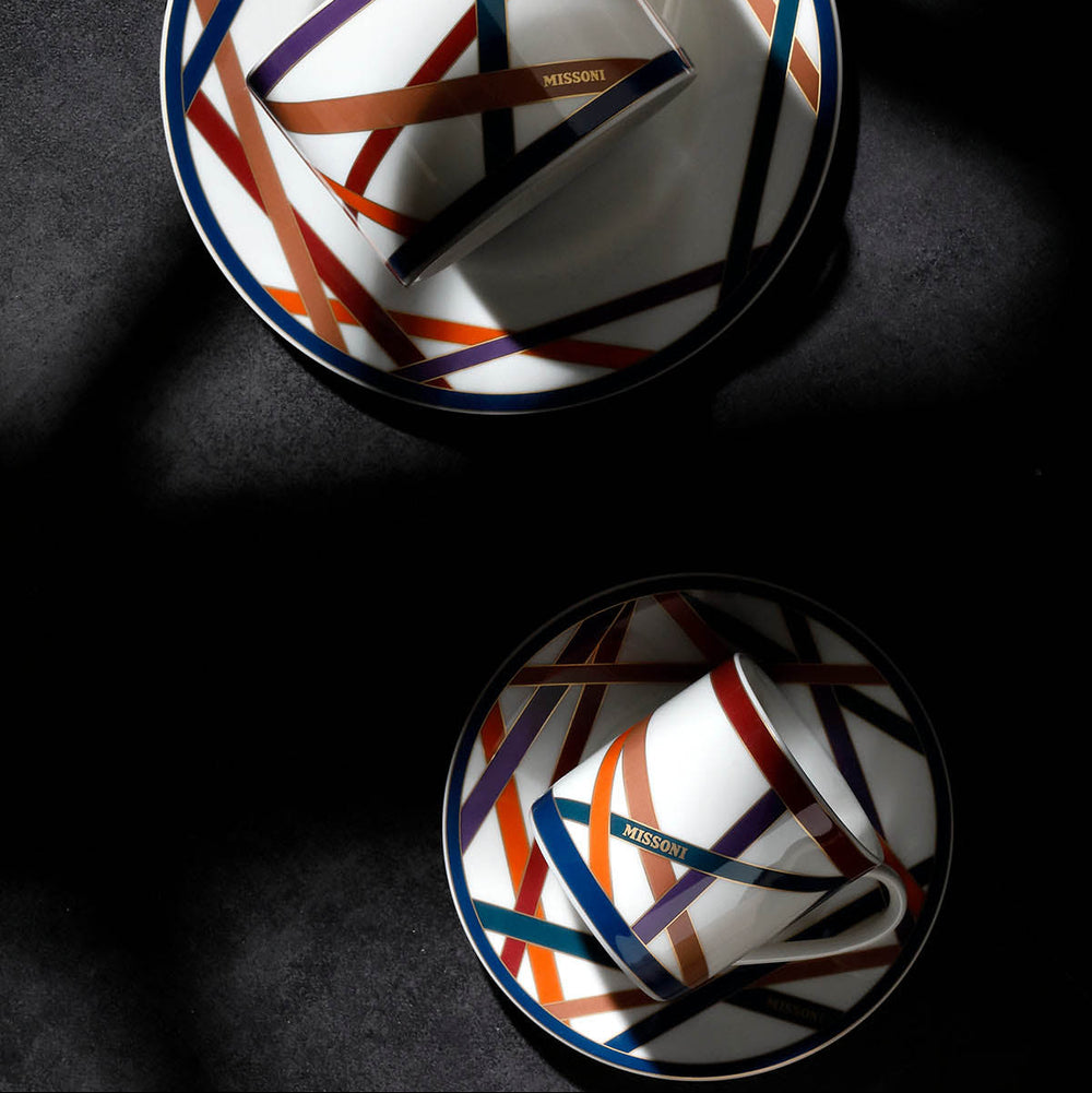 Nastri Multicolor Coffee Cup and Saucer (Set of 2)