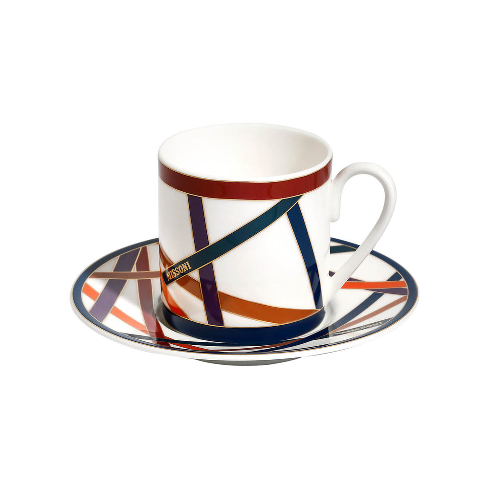 Nastri Multicolor Coffee Cup and Saucer (Set of 2)