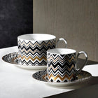 Zig Zag Gold Coffee Cup and Saucer (Set of 2)