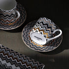 Zig Zag Gold Coffee Cup and Saucer (Set of 2)
