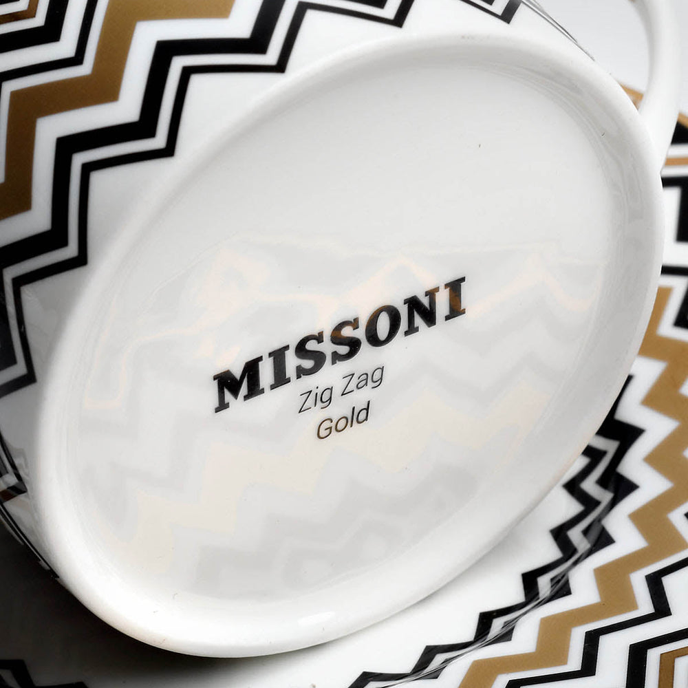 Zig Zag Gold Coffee Cup and Saucer (Set of 2)