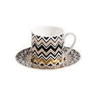 Zig Zag Gold Coffee Cup and Saucer (Set of 2)