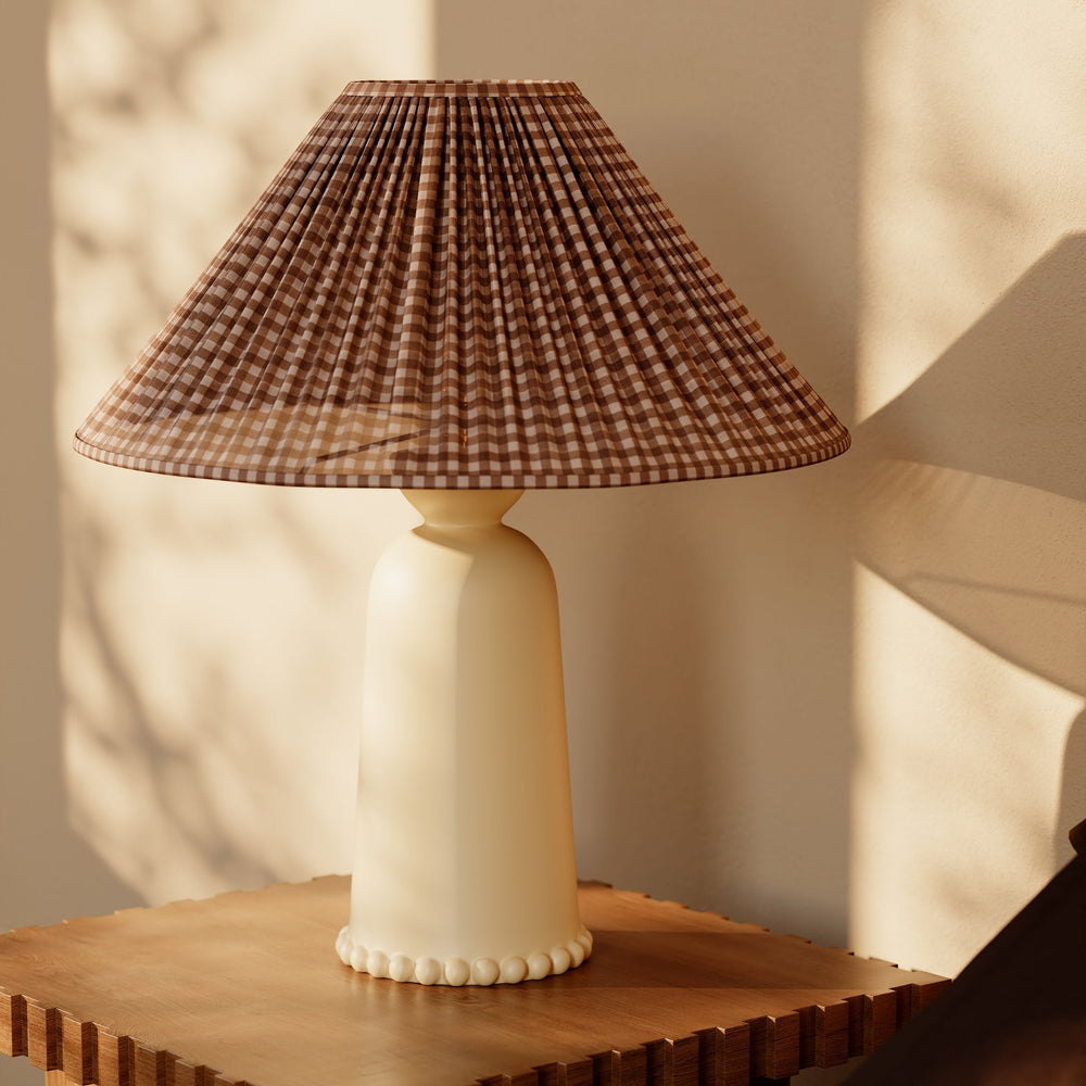 Rhea Table Lamp with Gingham Brown Shade
