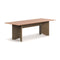 Rows Diagonal Dining Table with Glass Top  option Amber / Cinnamon