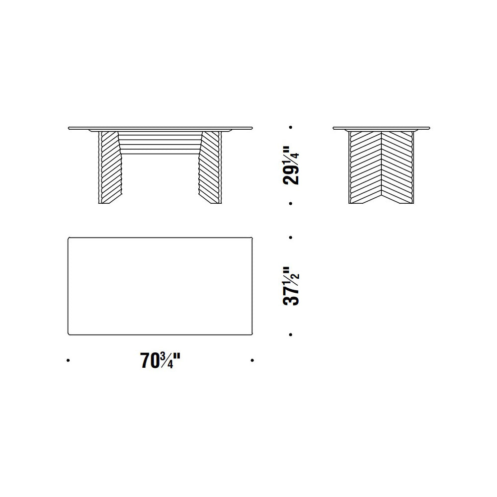Rows Diagonal Dining Table with Marble Top