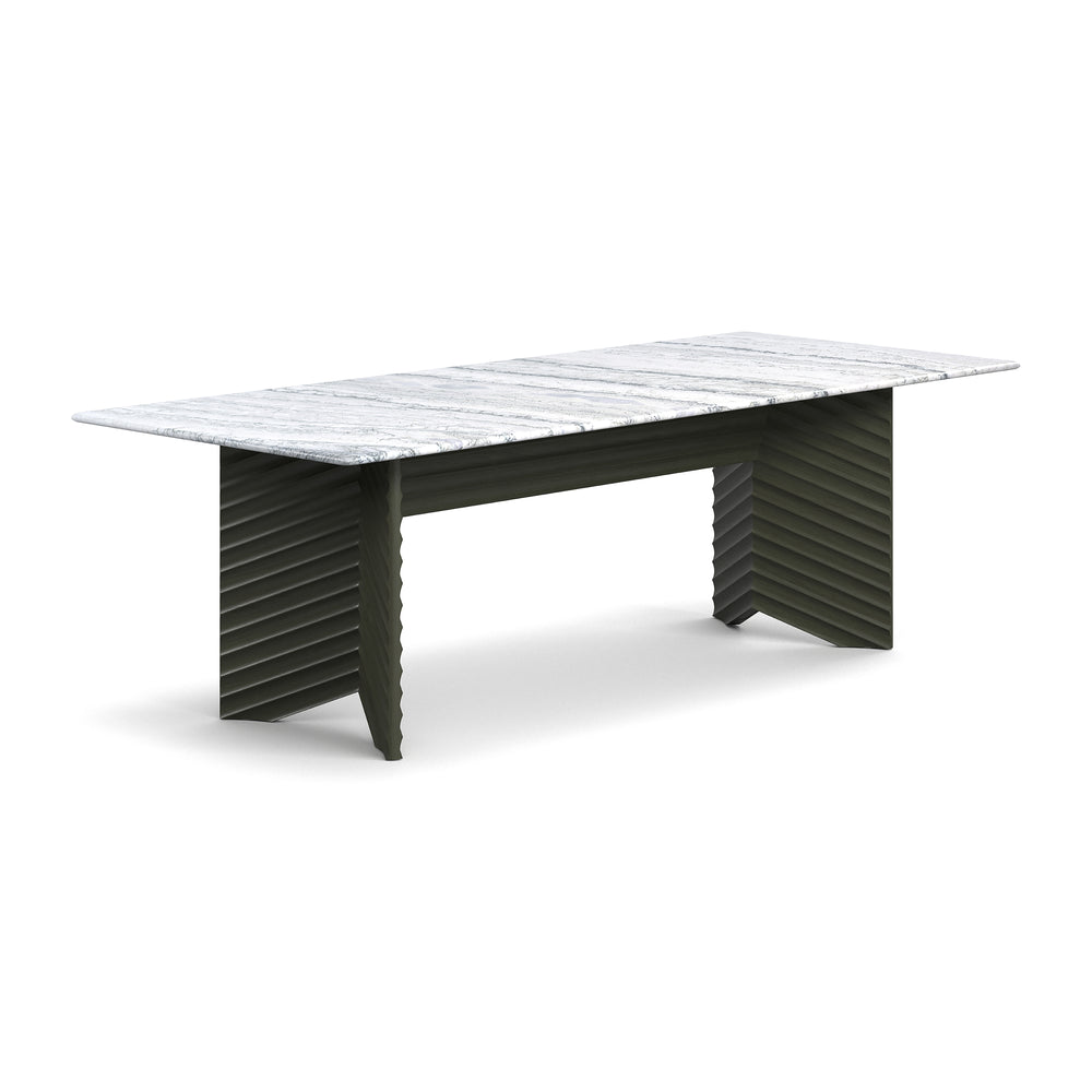 Rows Diagonal Dining Table with Marble Top