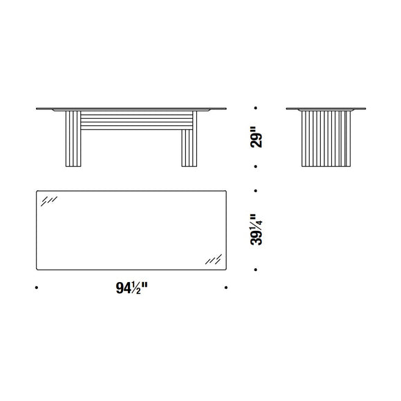 Rows Vertical Dining Table with Glass Top