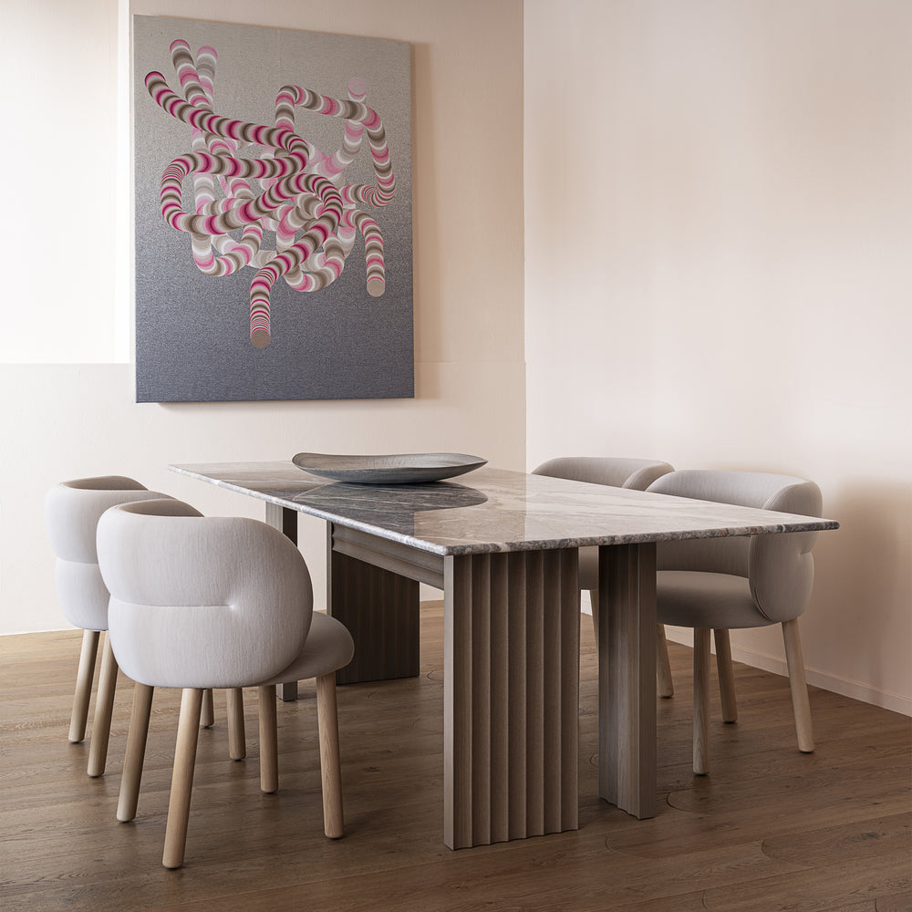 Rows Vertical Dining Table with Marble Top