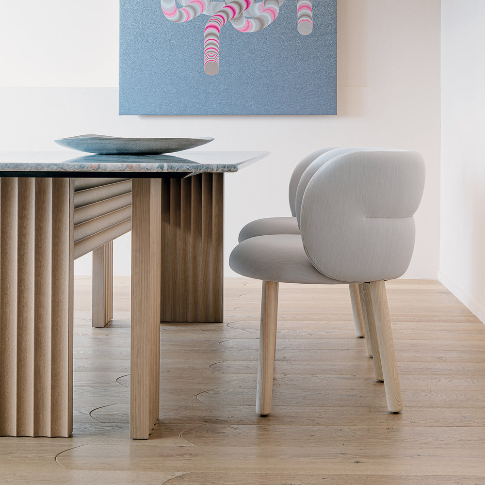 Rows Vertical Dining Table with Marble Top