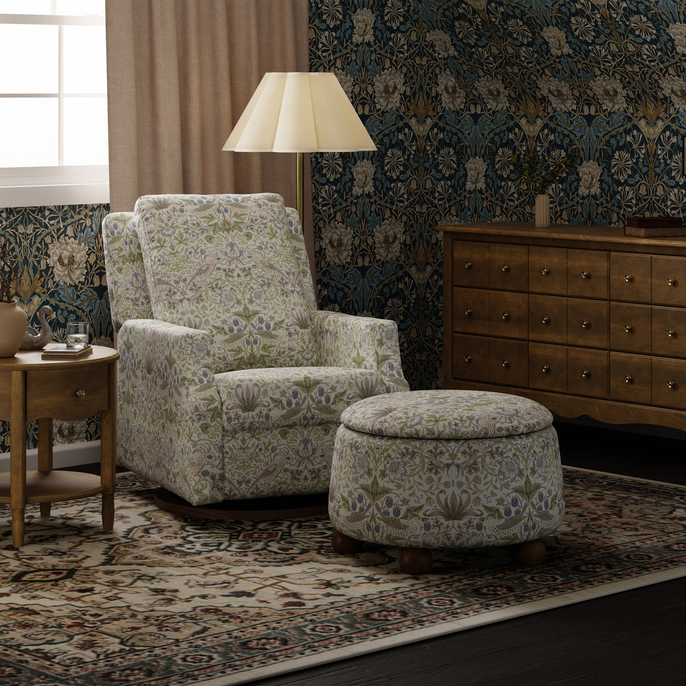Morris & Co. x Namesake Tuffet Storage Ottoman with Dark Wood Base