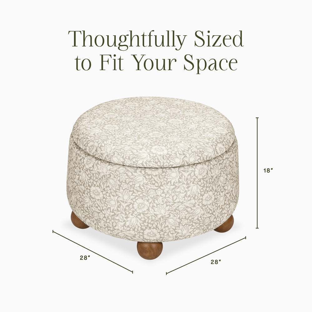 Morris & Co. x Namesake Tuffet Storage Ottoman with Dark Wood Base