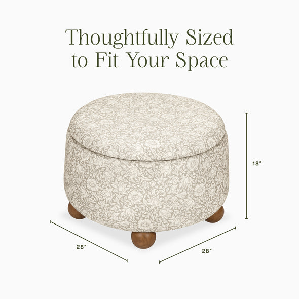 Morris & Co. x Namesake Tuffet Storage Ottoman with Dark Wood Base