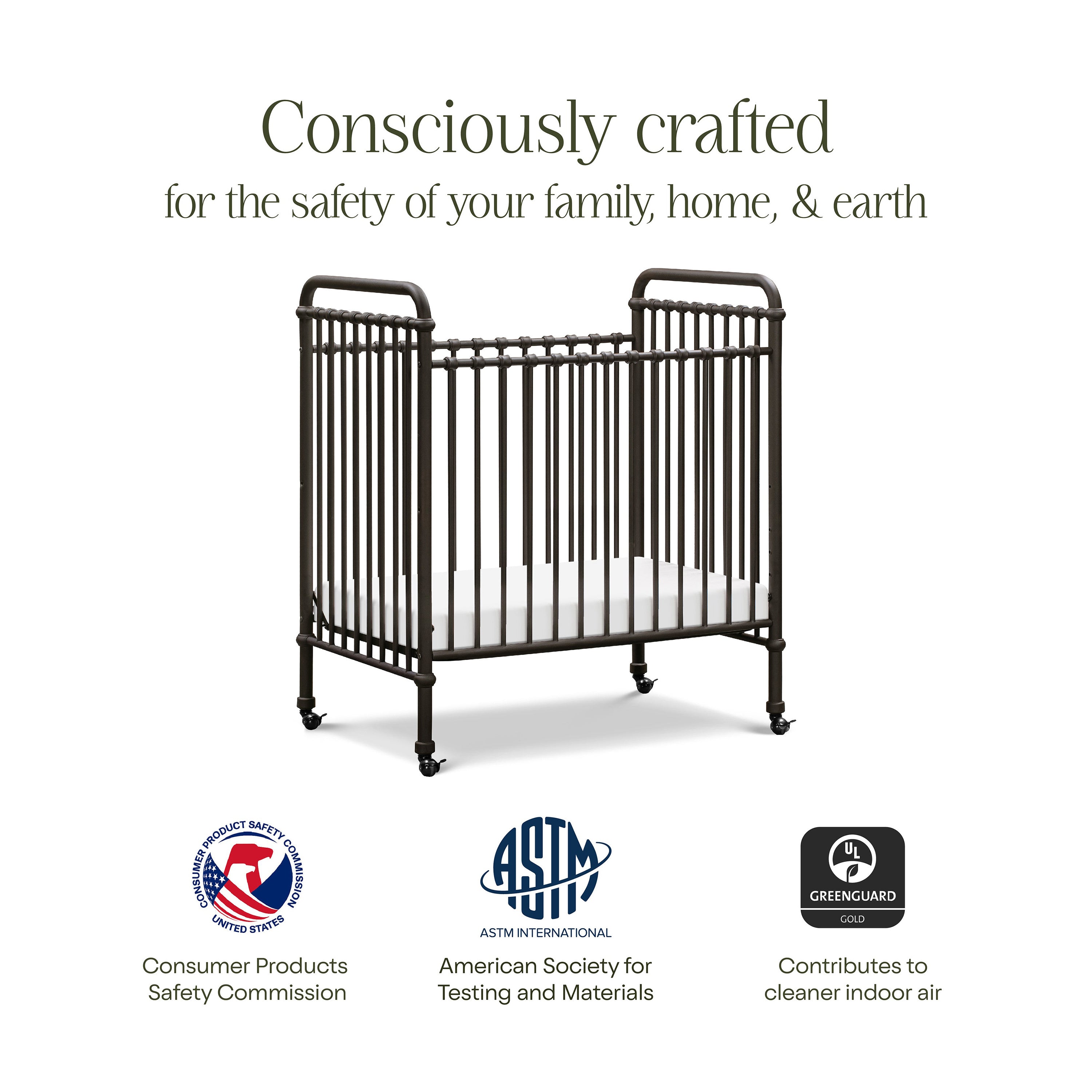 Namesake Abigail 3-in-1 Convertible Mini Crib - 2Modern