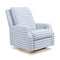 Crewe Electronic Recliner and Swivel Glider  option Blue Gingham with Light Wood Base