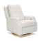 Crewe Electronic Recliner and Swivel Glider  option Fog Chatham Stripe Performance Eco-Weave with Light Wood Base