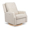 Crewe Electronic Recliner and Swivel Glider  option Tan Gingham with Light Wood Base
