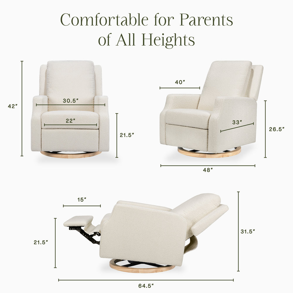 Crewe Recliner and Swivel Glider with Wood Base