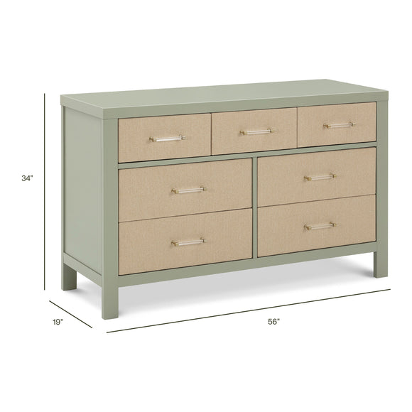 dresser 7 drawer Eloise 7 Drawer Assembled Dresser French Sage and Performance Sand Eco-Weave