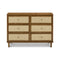 Marin with Cane 6 Drawer Dresser  option Natural Walnut / Blonde Cane