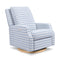 Crewe Electronic Recliner and Swivel Glider  option Blue Gingham with Light Wood Base