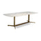 Campus Elliptical Dining Table  option Calacatta Gold Marble / Ashwood Tobacco / Champagne Metal