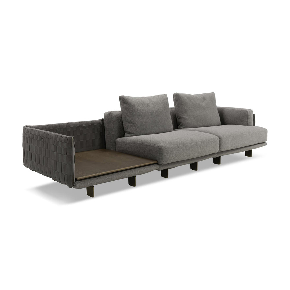 Campus Sectional Sofa with Square Corner Wooden Top