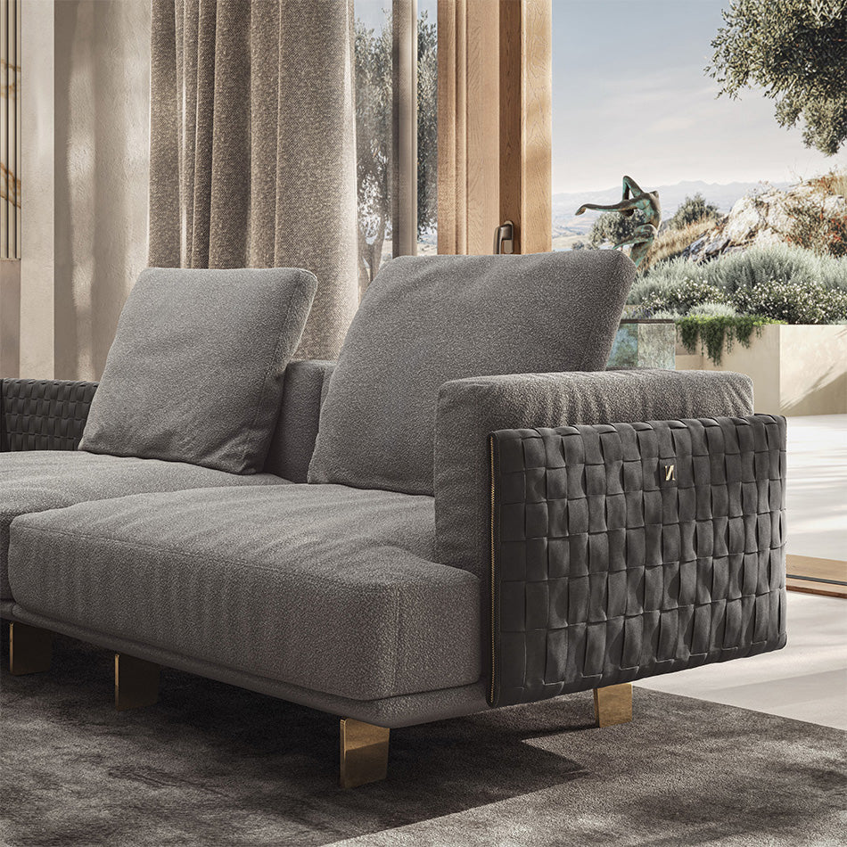 Campus Sectional Sofa with Square Corner Wooden Top
