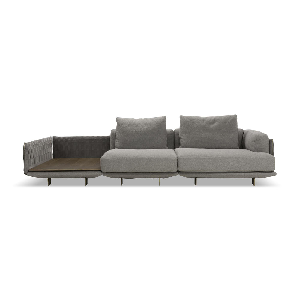 Campus Sectional Sofa with Square Corner Wooden Top